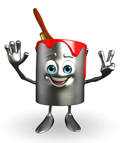 Paint Bucket Character is Victory pose — Stock Photo, Image