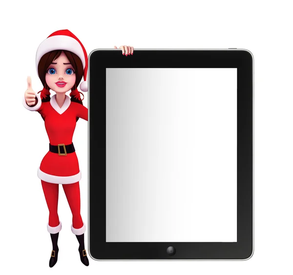 Santa meisje teken met tab — Stockfoto