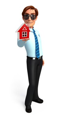 Genç hizmet adam ile ev