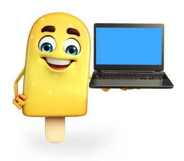 Dizüstü bilgisayar ile şeker karakter