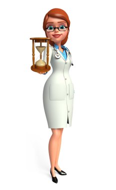 Genç doktor kum saati ile