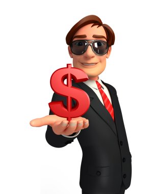 dolar işareti olan genç iş adamı