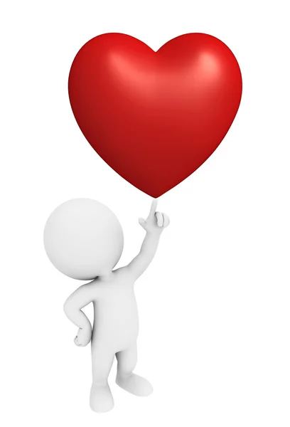 White character with red heart — Stock Photo, Image