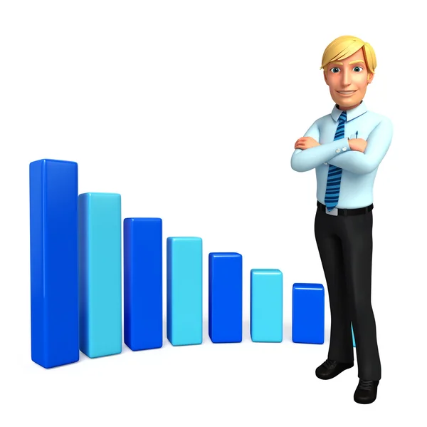 Young Service Man with business graph — Stock Photo, Image