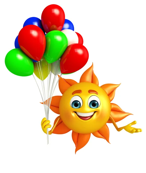 Sun Character With Balloon — Stock Photo, Image