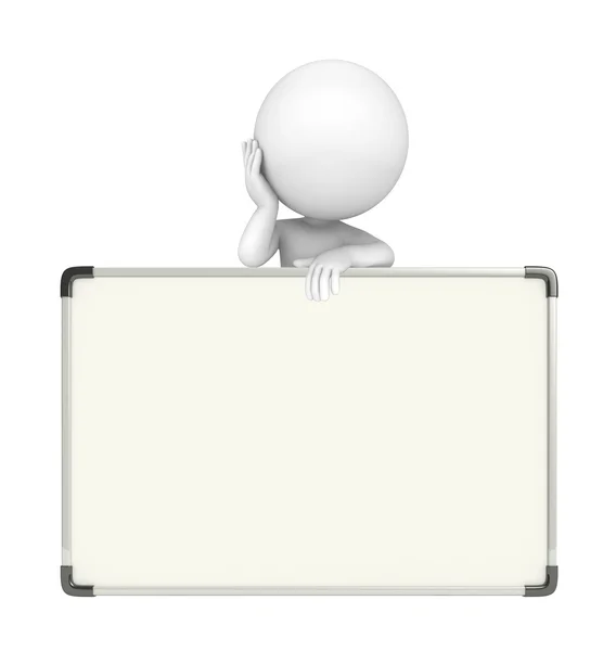 Personagem branco com placa de exibição — Fotografia de Stock