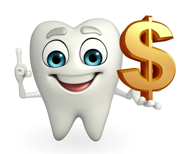 Carácter dental con signo de dólar —  Fotos de Stock