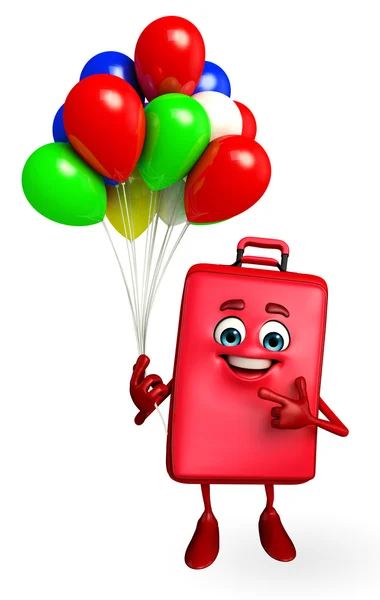 Travelling bag Chatacter with Balloon — Stock Photo, Image