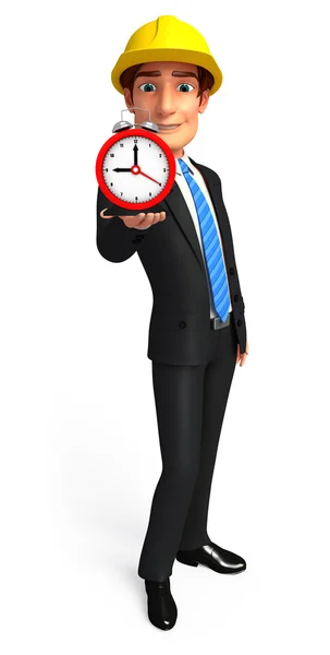 Joven hombre de negocios con reloj de mesa — Foto de Stock