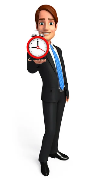 Joven hombre de negocios con reloj de mesa — Foto de Stock