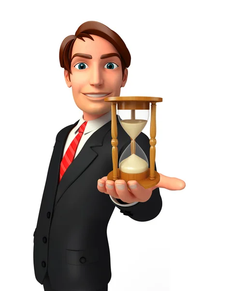 Young Business Man with sand clock — Stock Photo, Image