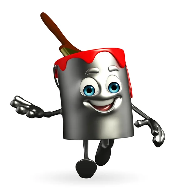 Paint Bucket Character is running — Stock Photo, Image