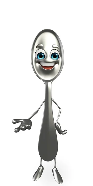 Spoon character is presenting — Stock Photo, Image