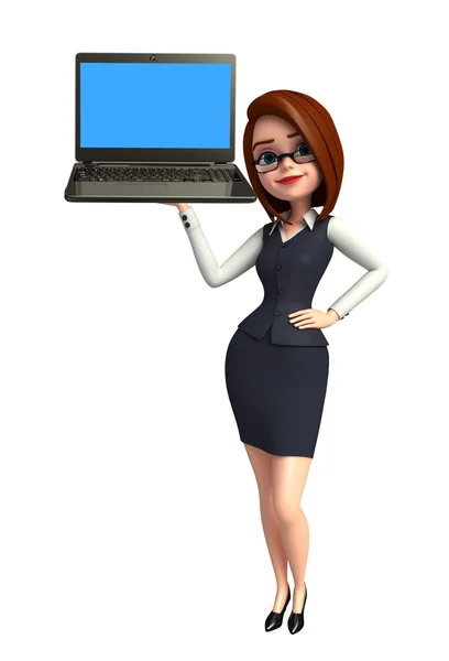 Молодая офисная девушка с ноутбуком — стоковое фото