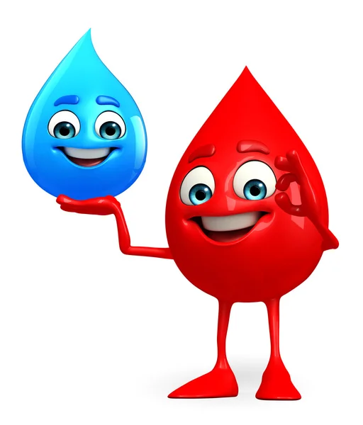 Blood Drop Character with water drop — Stock Photo, Image
