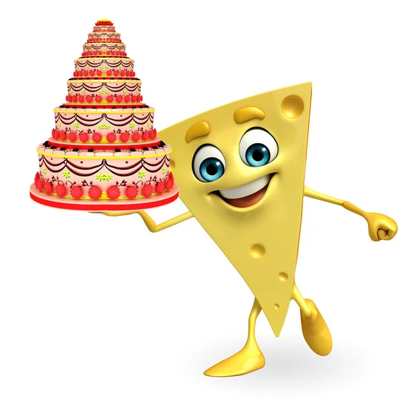 Caráter de queijo com bolo — Fotografia de Stock