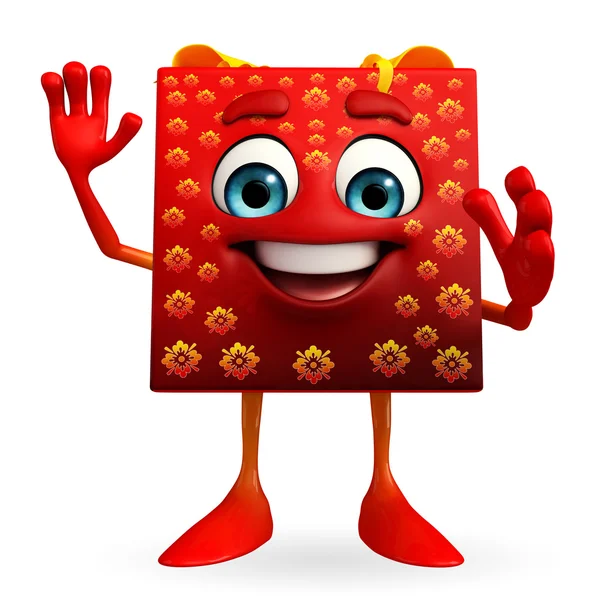 Gift Box Character is hello pose — Stock Photo, Image