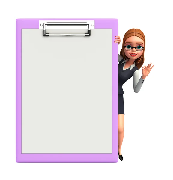 Young office girl with notepad — Stock Photo, Image