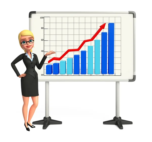 Young Business Woman with business graph — Stock Photo, Image