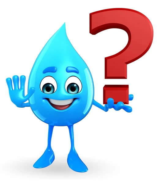 Water Drop Character with question mark sign — Stock Photo, Image