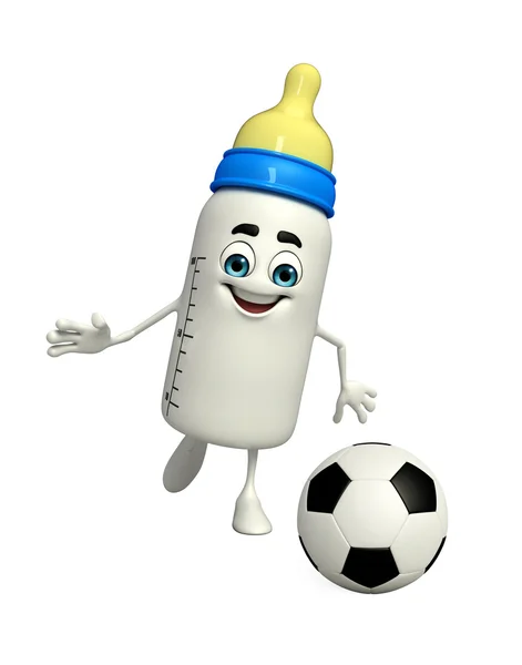 Dětská láhev charakter s fotbalem — Stock fotografie