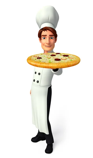 Joven chef con pizza — Foto de Stock