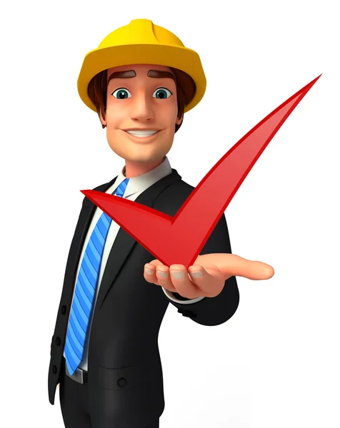 Young Business Man with right sign — Stock Photo, Image
