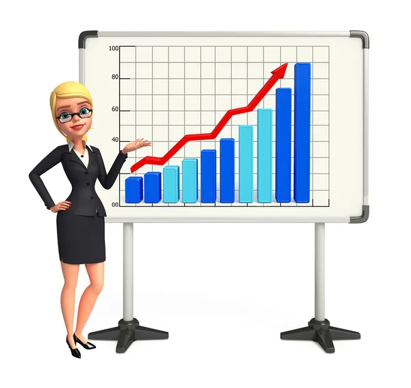 ビジネス グラフを持つ若いビジネス女性 — ストック写真