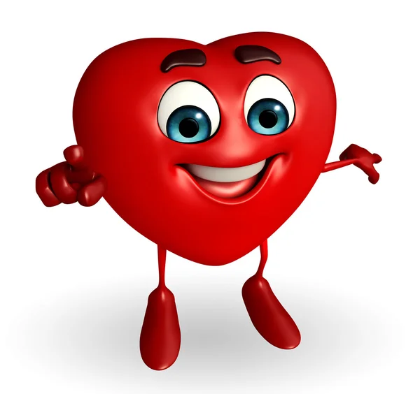 Heart Shape character is pointing — Stock Photo, Image