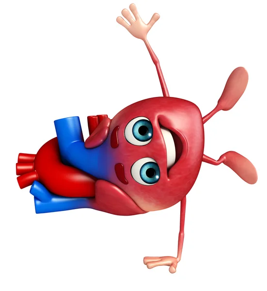 Personaje del corazón con pose de salto — Foto de Stock