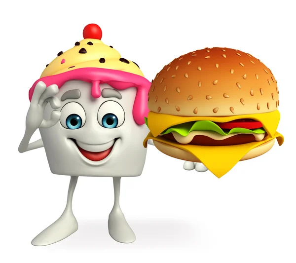Personaje de helado con hamburguesa — Foto de Stock