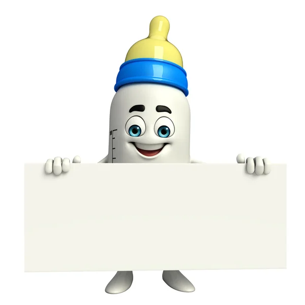 Персонаж из детской бутылочки со знаком — стоковое фото