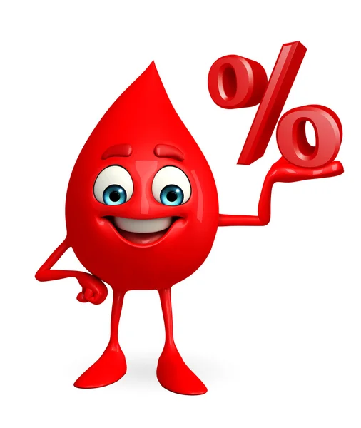 Blood Drop Character with percent sign — Stock Photo, Image