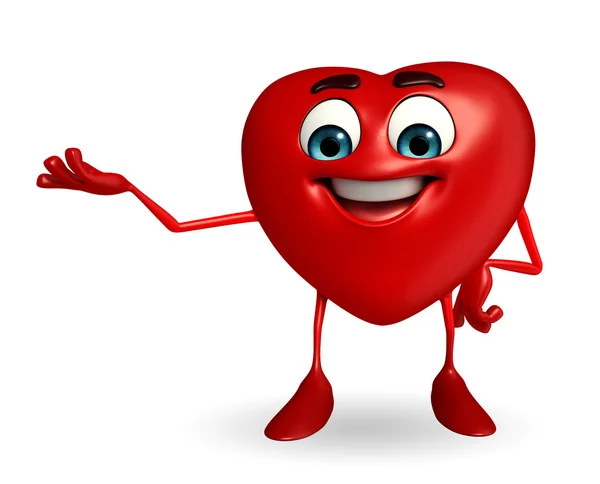 Heart Shape character with is presenting — Stock Photo, Image