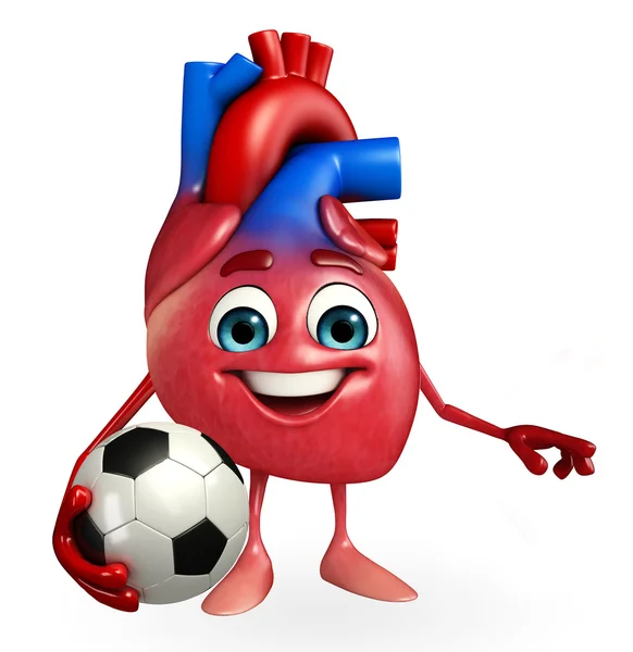 Cuore personaggio con calcio — Foto Stock