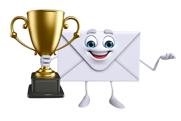 Mail Character with trophy — Stock Photo, Image