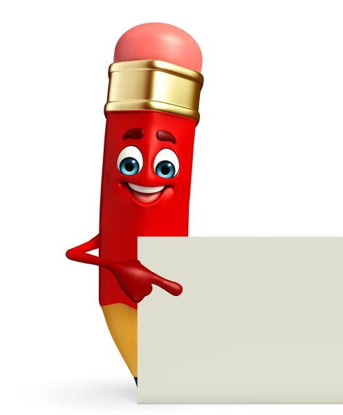 Pencil Character with sign — Stock Photo, Image