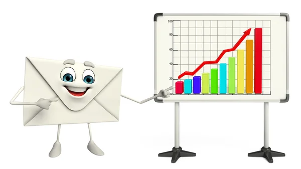Personagem de correio com gráfico de negócios — Fotografia de Stock