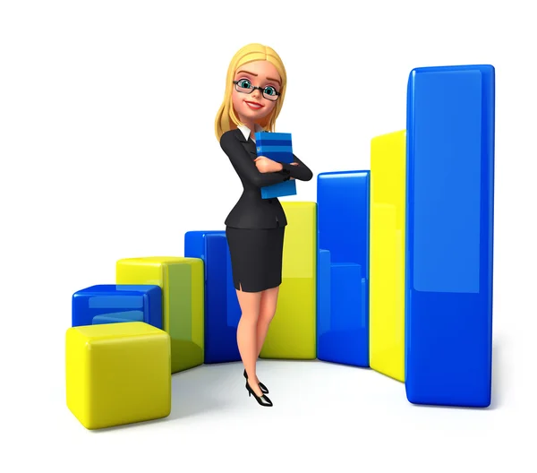 Young Business Woman with business graph — Stock Photo, Image