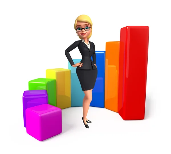 Young Business Woman with business graph — Stock Photo, Image