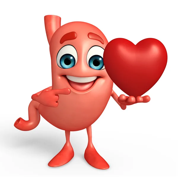 Cartoon Character of stomach with heart — Stock Photo, Image