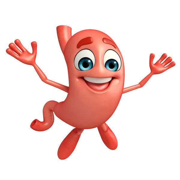 Cartoon Character of stomach jumping pose — Stock Photo, Image