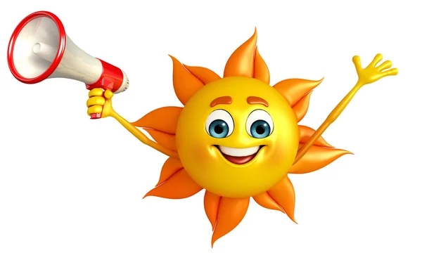 Sun Character With Loudspeaker — Stock Photo, Image