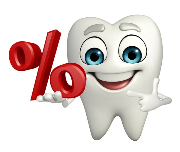 Teeth character with Percentage — Stock Photo, Image