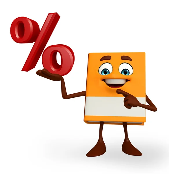 Book Character with percent sign — Stock Photo, Image