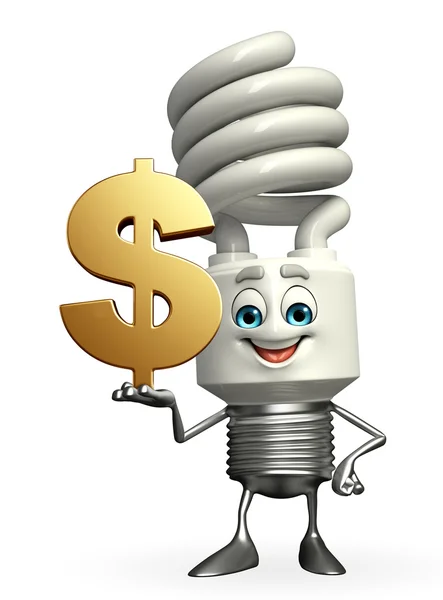 CFL Character with dollar sign — Stock Photo, Image