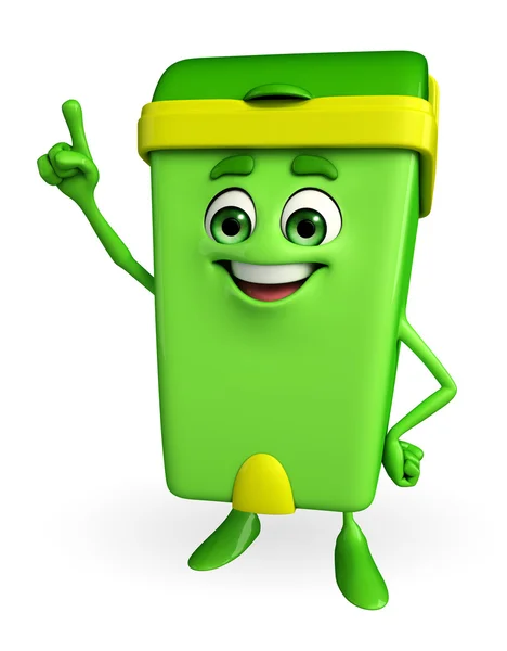 Dustbin Character is pointing — Stock Photo, Image