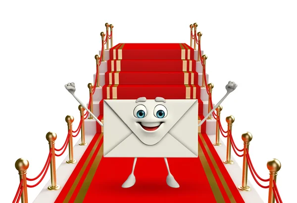 Mail karakter met red carpet — Stockfoto