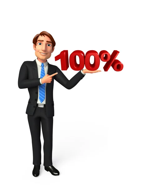 Young Business Man with percentage — Stock Photo, Image