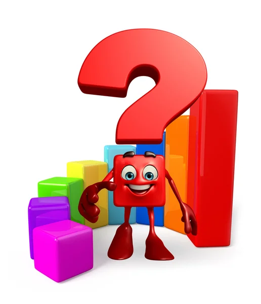 Question Mark character with business graph — Stock Photo, Image